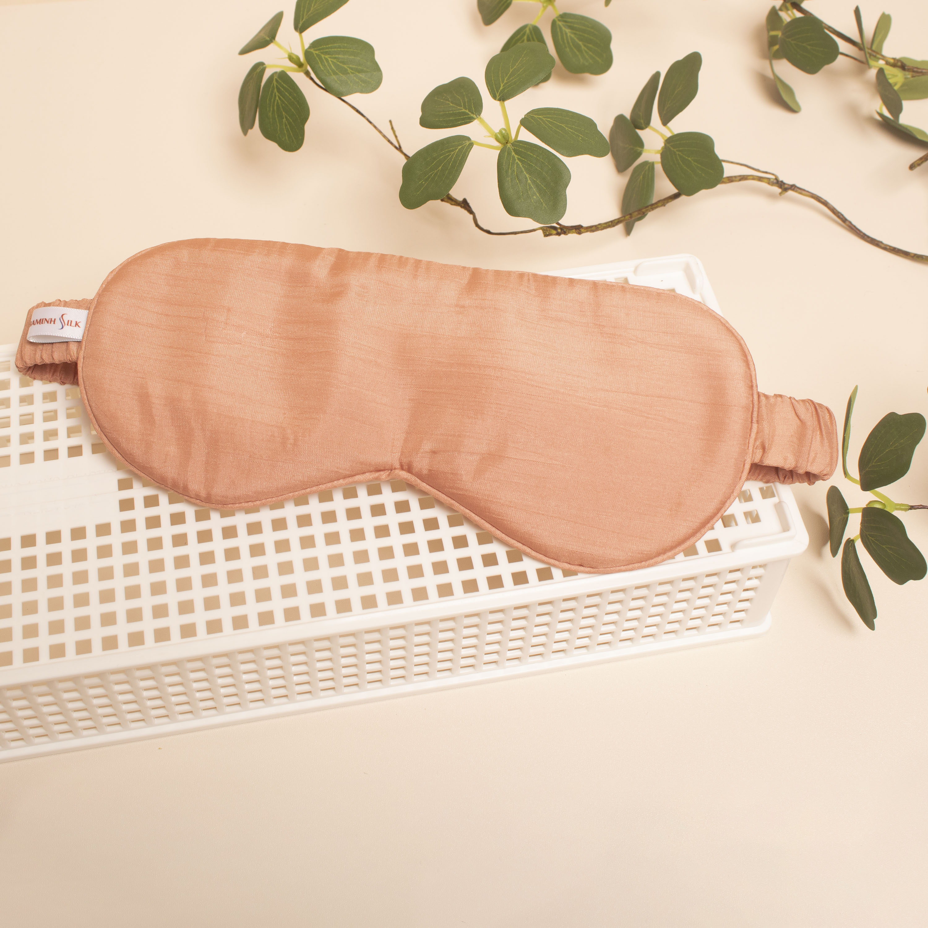 Bịt mắt lụa tơ tằm màu hồng vỏ đỗ