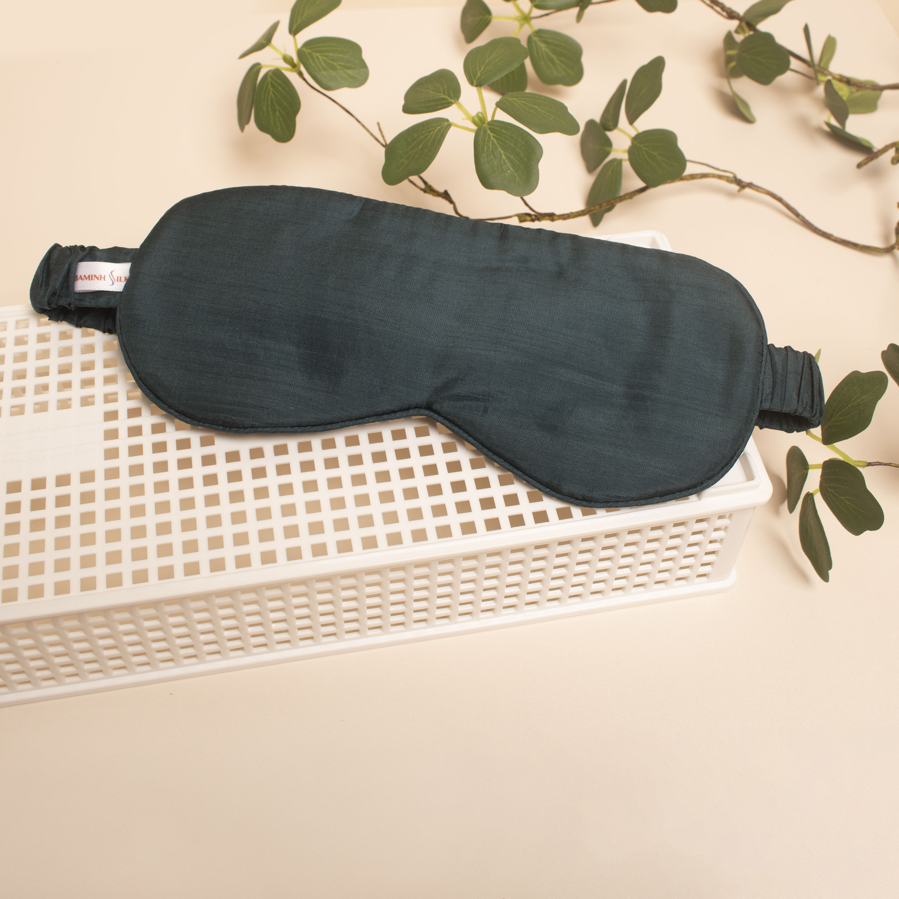 Bịt mắt lụa tơ tằm màu xanh cổ vịt