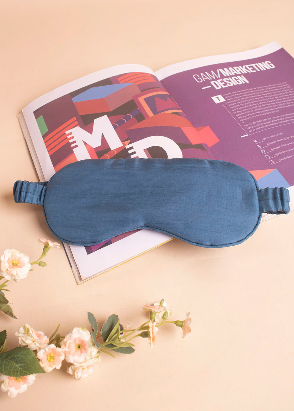 bịt mắt lụa xanh lam