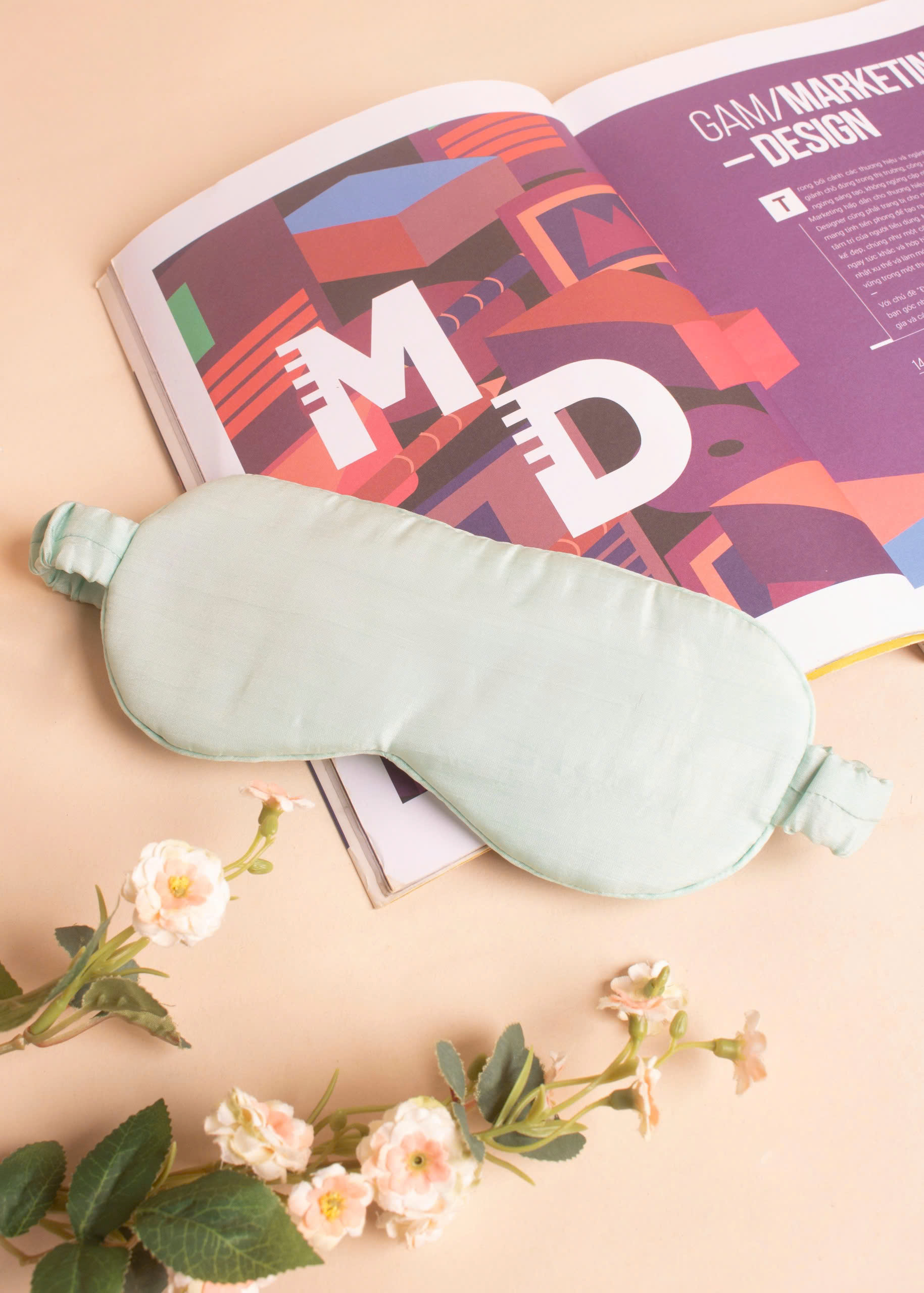 bịt mắt lụa xanh mint