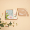 set quà 013 quốc sắc thiên hương, gồm khăn lụa vuông vẽ hoa mẫu đơn và khăn tay thêu - Bá Minh Silk