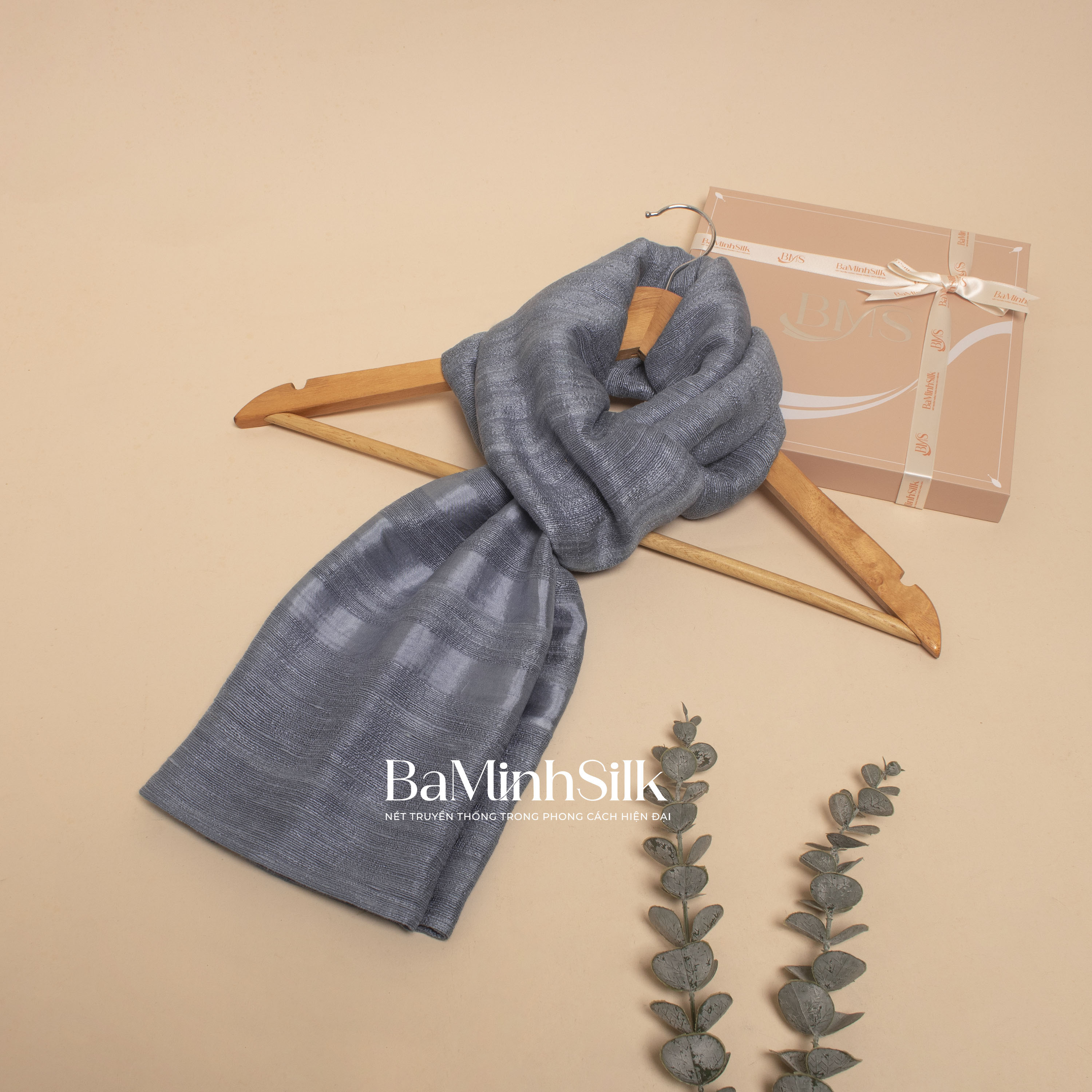 khăn quàng đũi tơ tằm kẻ tơ 039