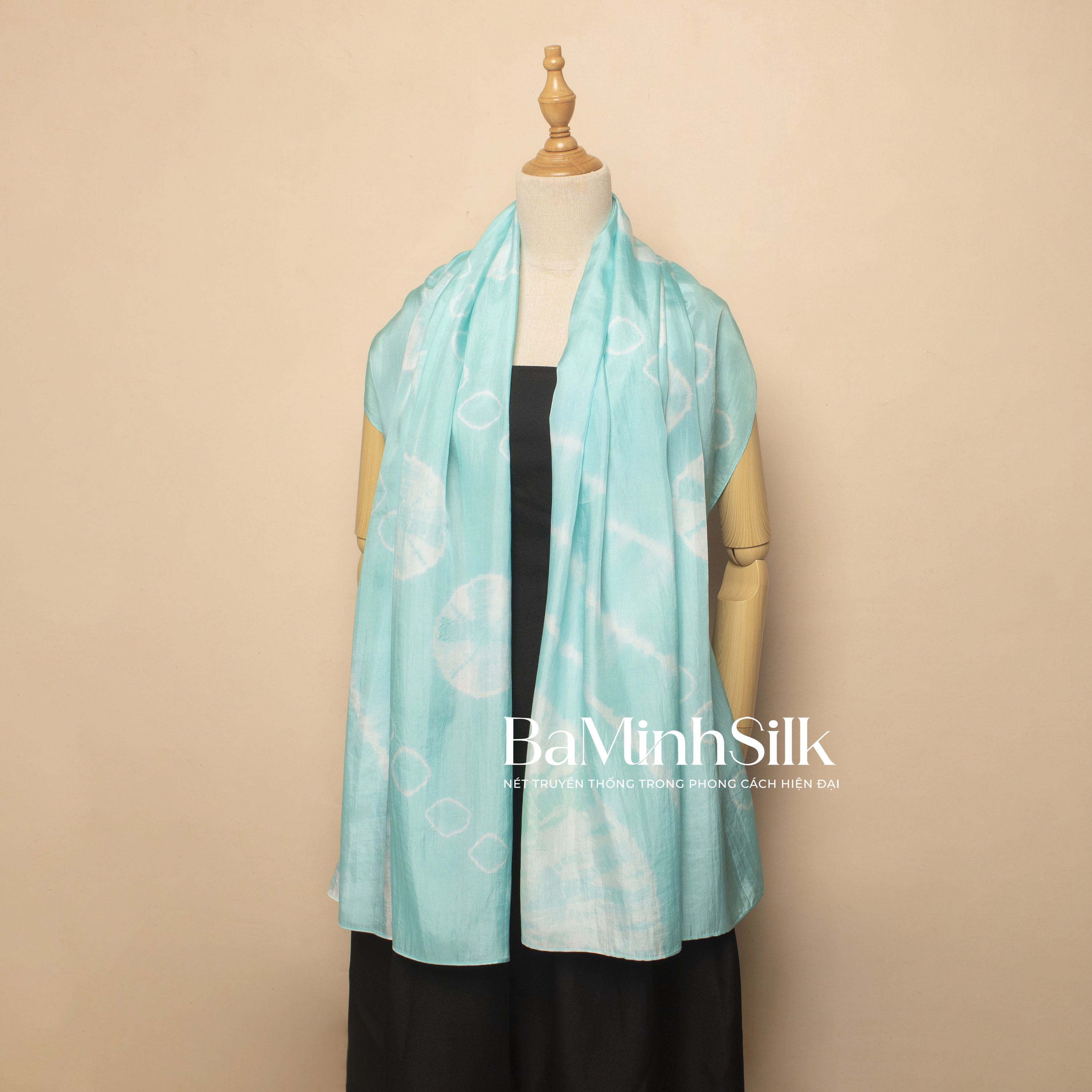 Khăn choàng lụa shibori cao cấp HT3 85x180cm
