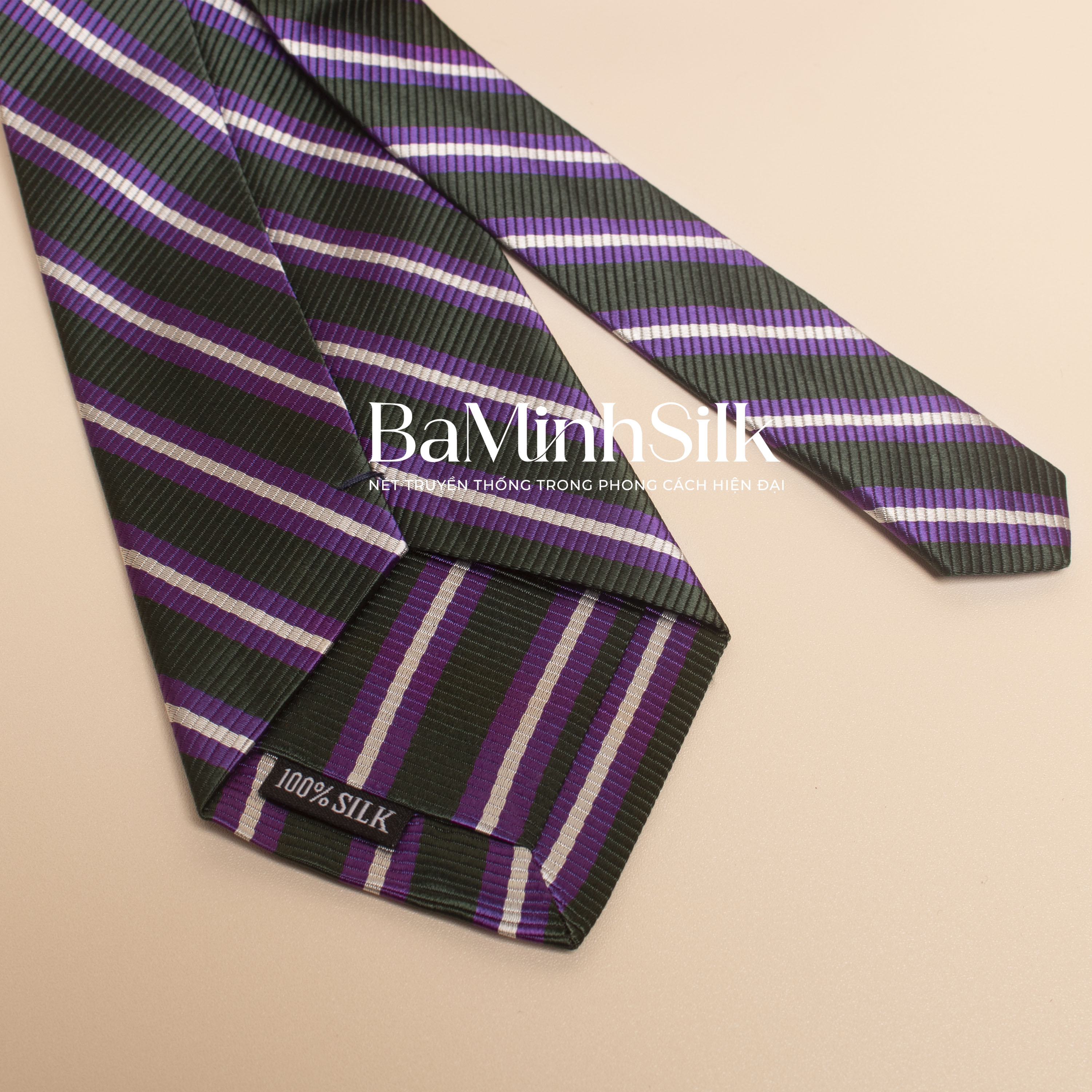 cà vạt lụa tơ tằm cv 27 hoạ tiết kẻ bá minh silk
