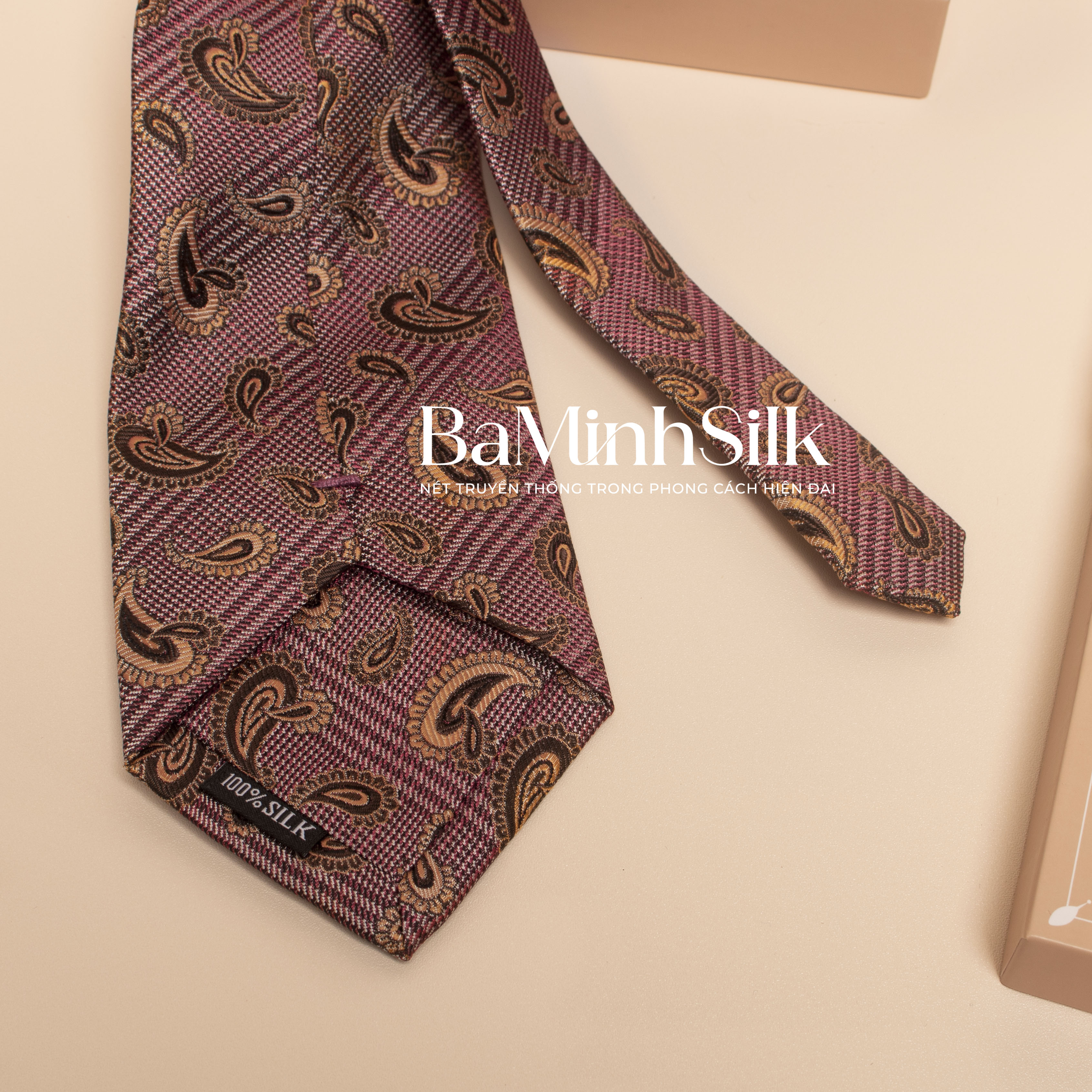 cà vạt lụa tơ tằm cv 65 bá minh silk