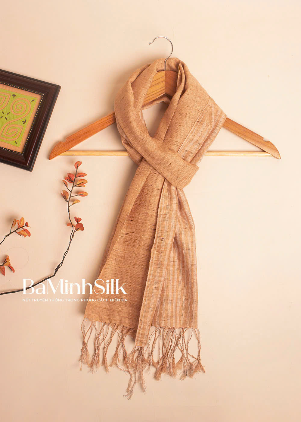 khăn quàng họa tiết kẻ - khăn tơ tằm thổ cẩm cho nam của bá minh silk