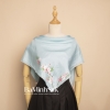 khăn lụa vuông 80x80 cành đào xanh mint