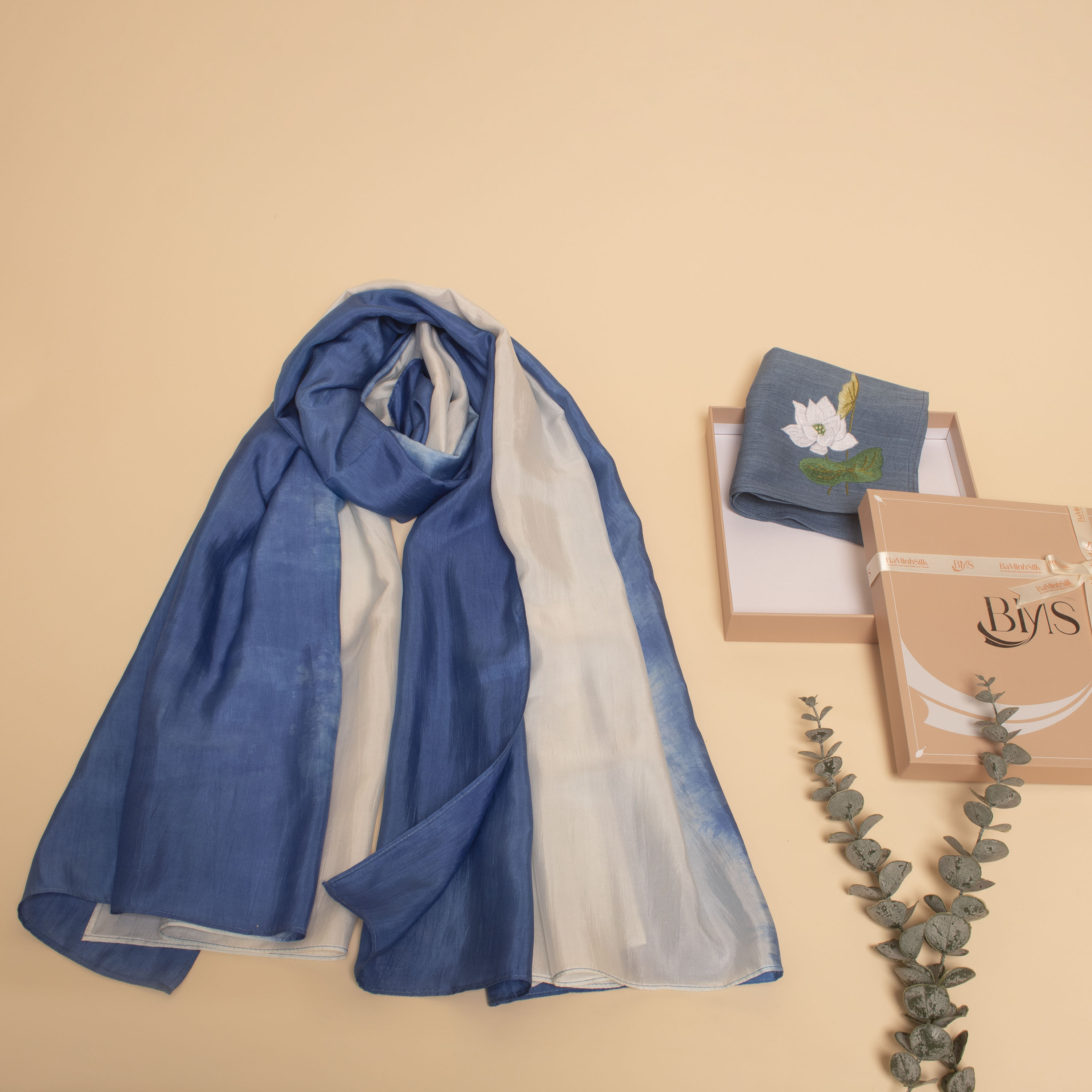 set quà 083 đoan trang-set quà lụa tơ tằm cao cấp tặng nữ Bá Minh Silk