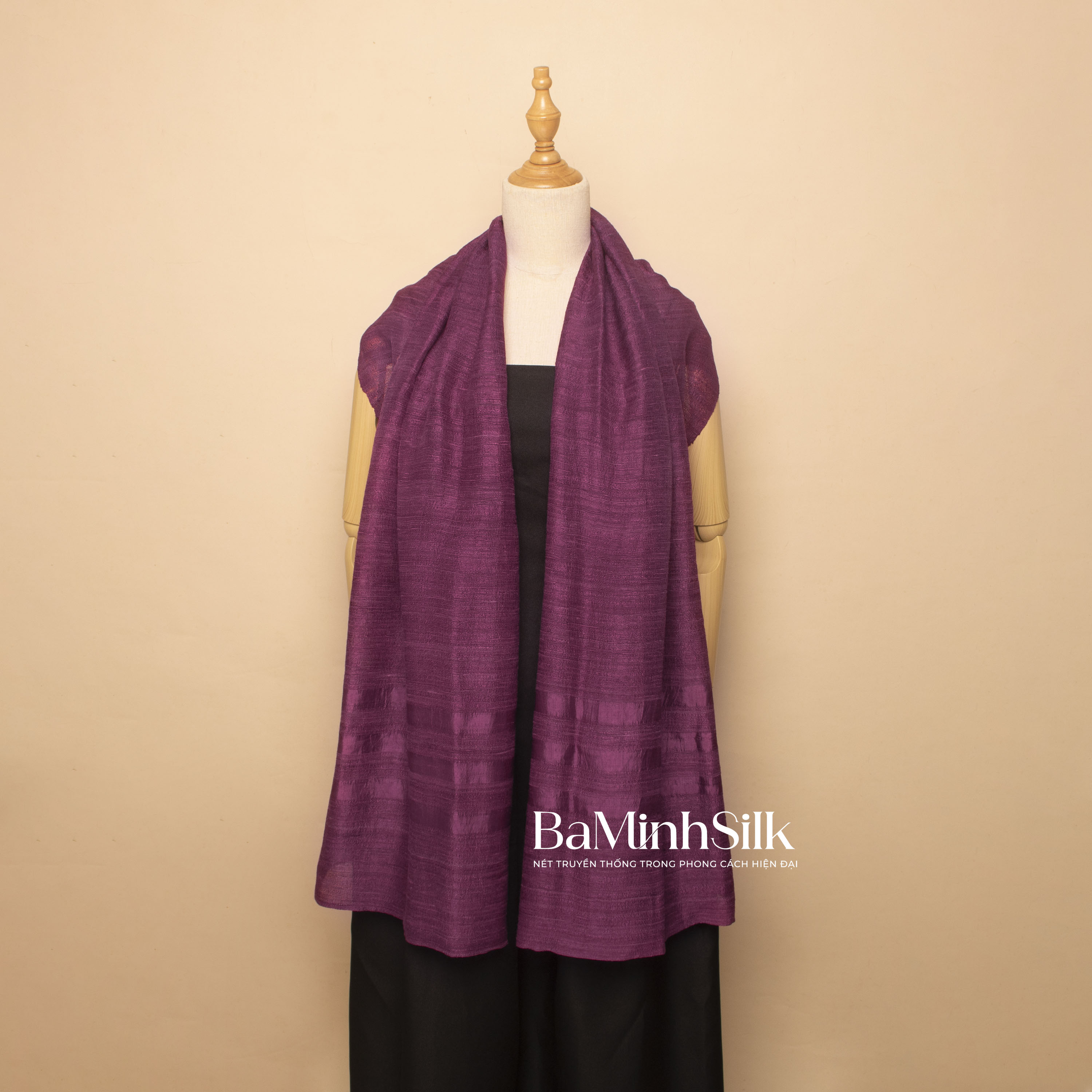 Khăn đũi kẻ tơ màu rượu vang 043