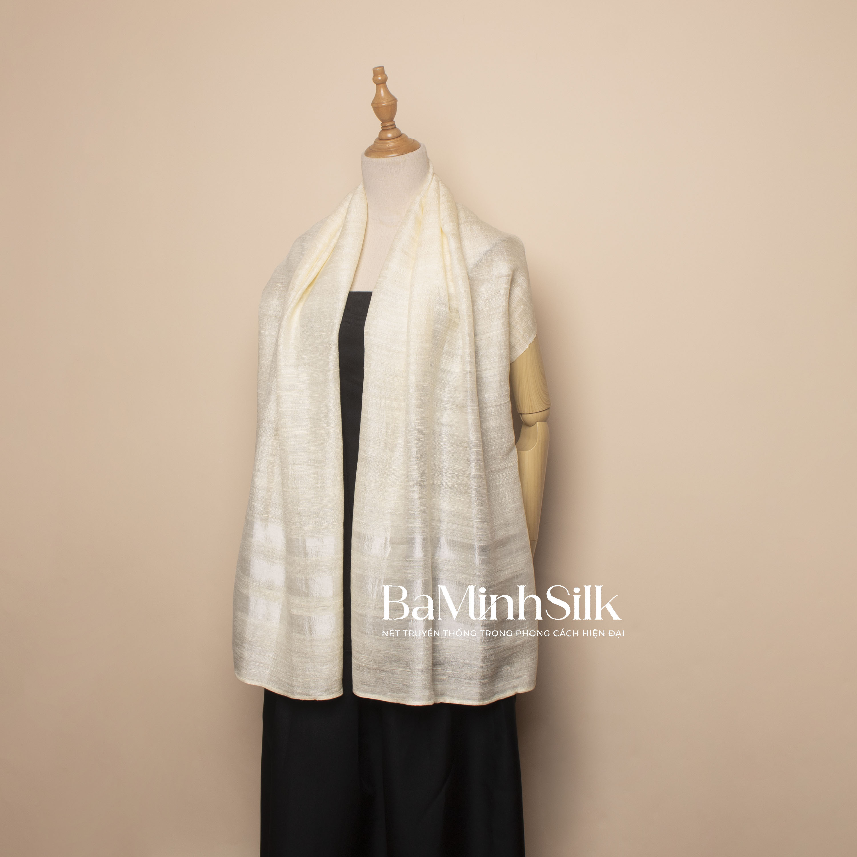 khăn đũi kẻ tơ trắng ngà 049 khăn đũi kẻ tơ trắng ngà 049