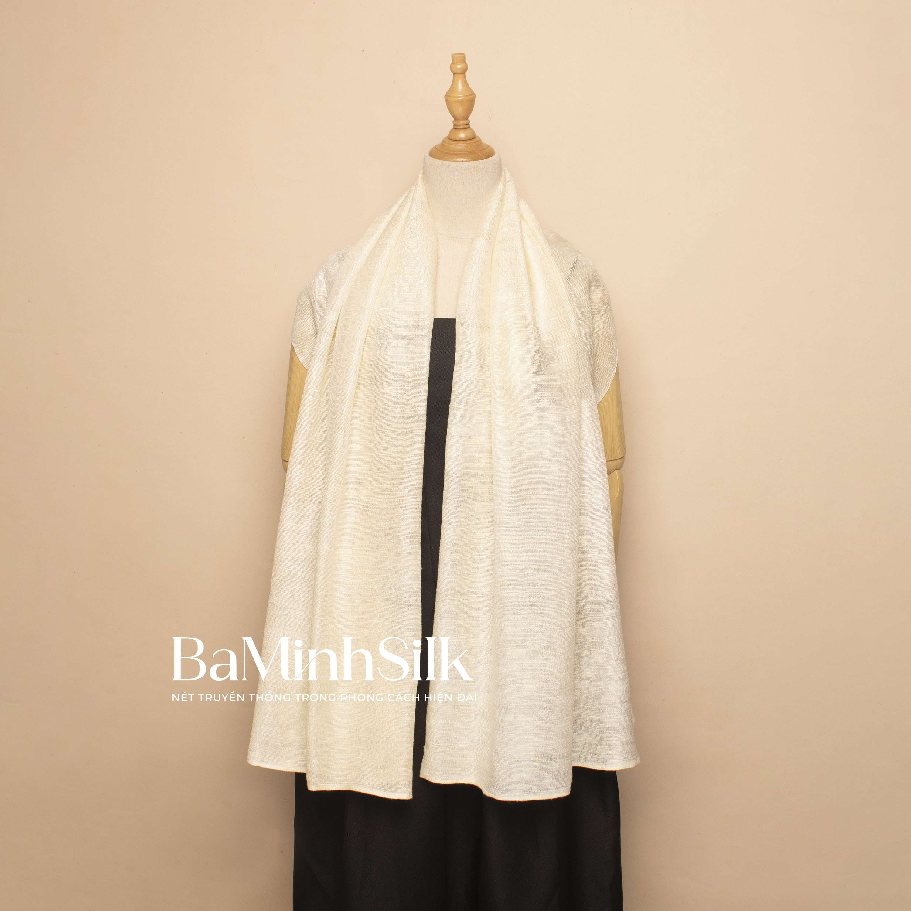 khăn quàng đũi tơ tằm màu trắng