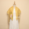 khăn lụa vuông vàng 01 vẽ tay hoa sen 80x80cm