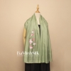 khăn lụa dài xanh lá ngọc bích cành đào