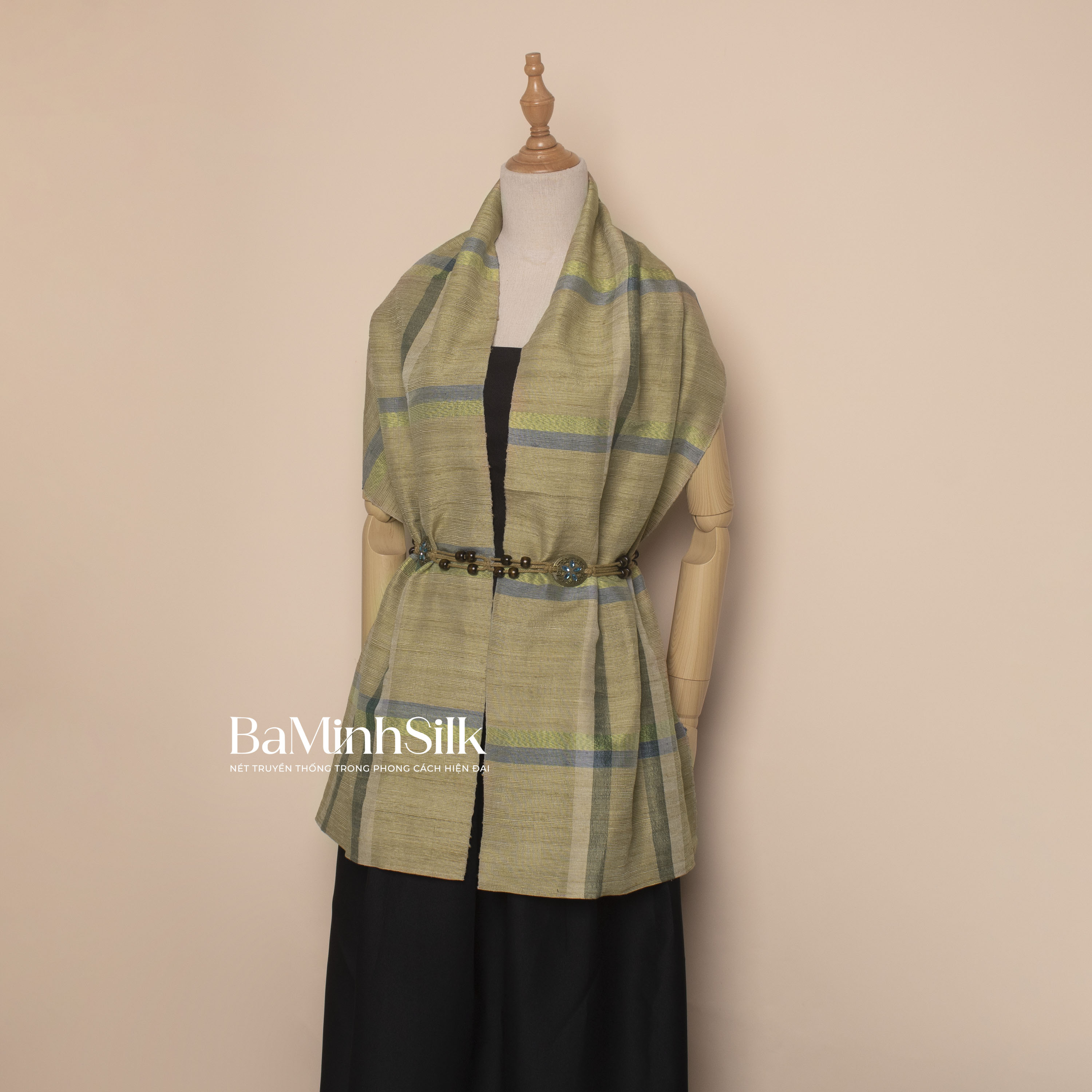 khăn choàng đũi tơ tằm kẻ ô cao cấp mã 12