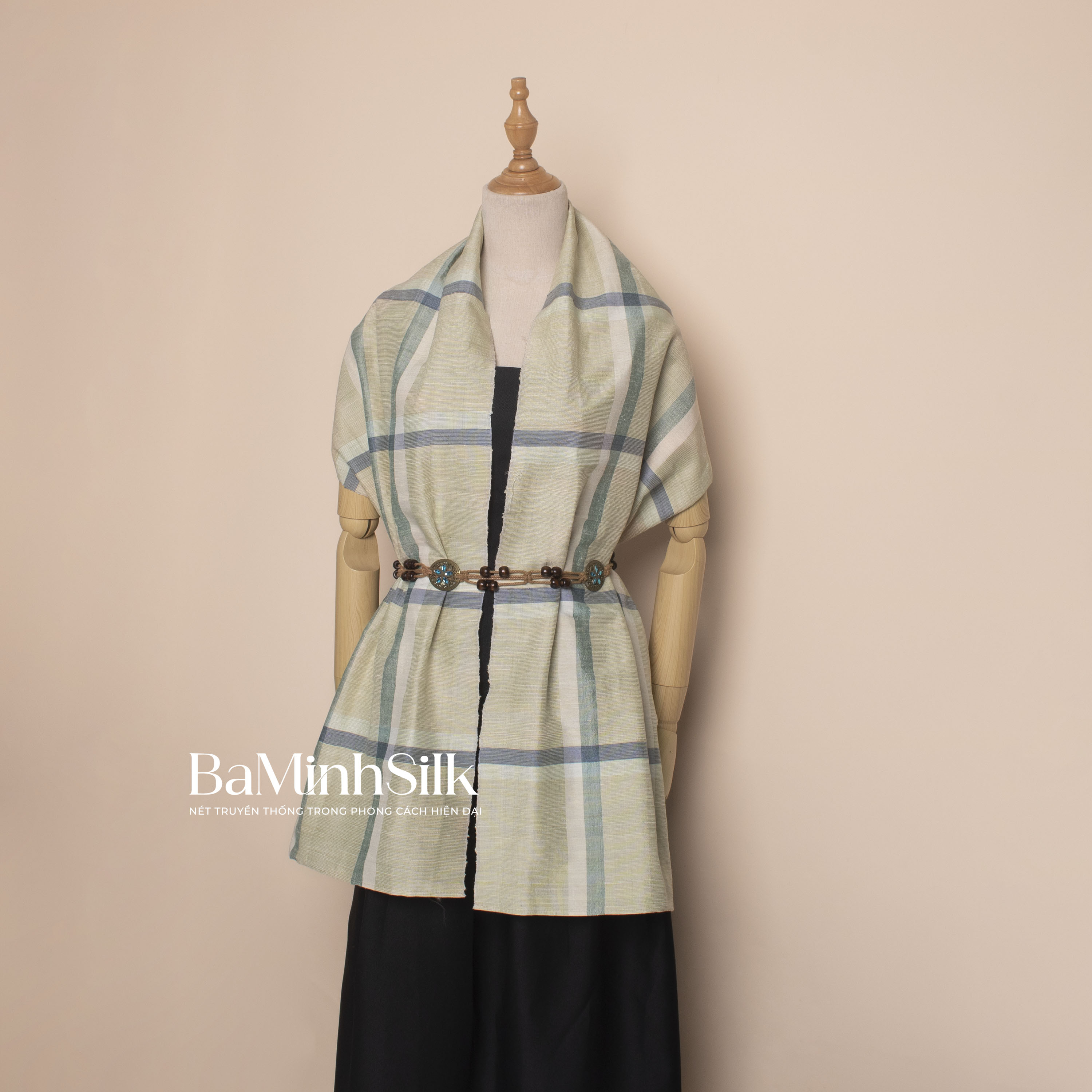 khăn choàng đũi tơ tằm kẻ ô cao cấp mã 17