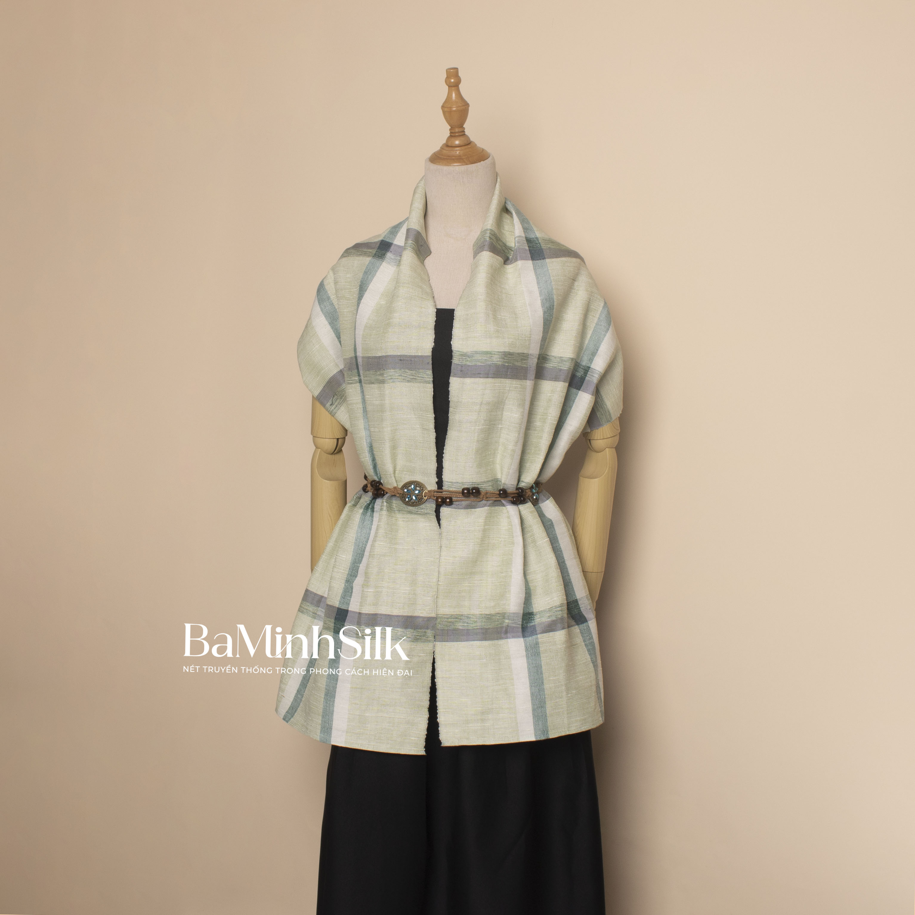 khăn choàng đũi tơ tằm kẻ ô cao cấp mã 20