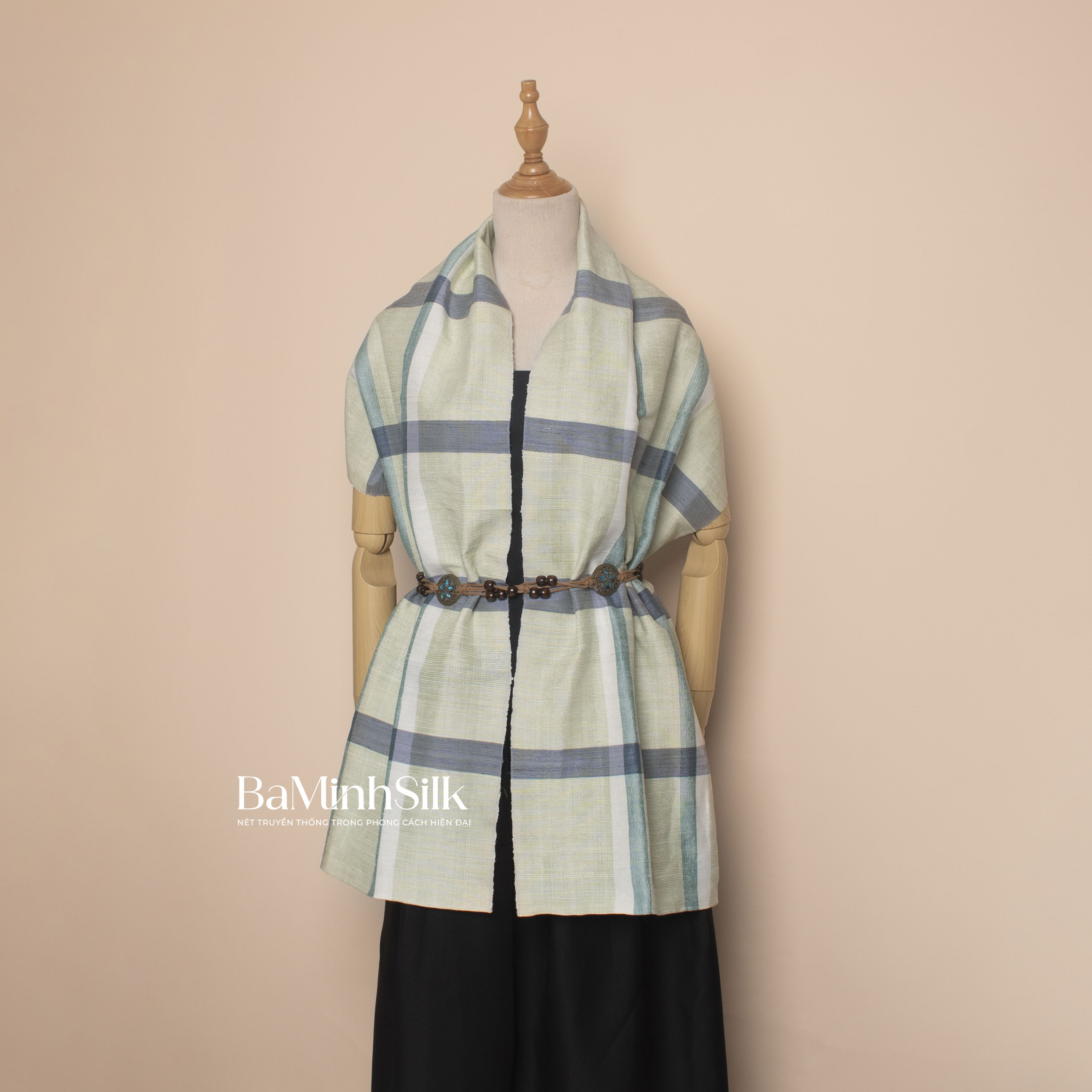 khăn choàng đũi tơ tằm kẻ ô cao cấp mã 21