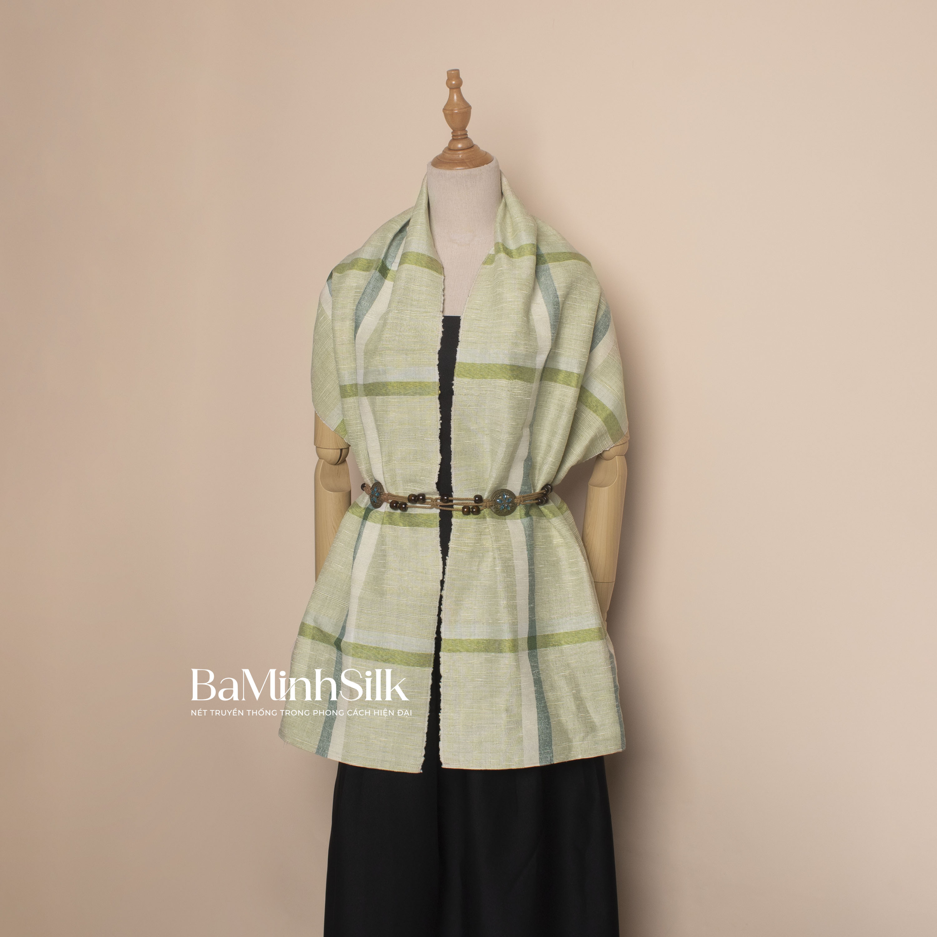 khăn choàng đũi tơ tằm kẻ ô cao cấp mã 22