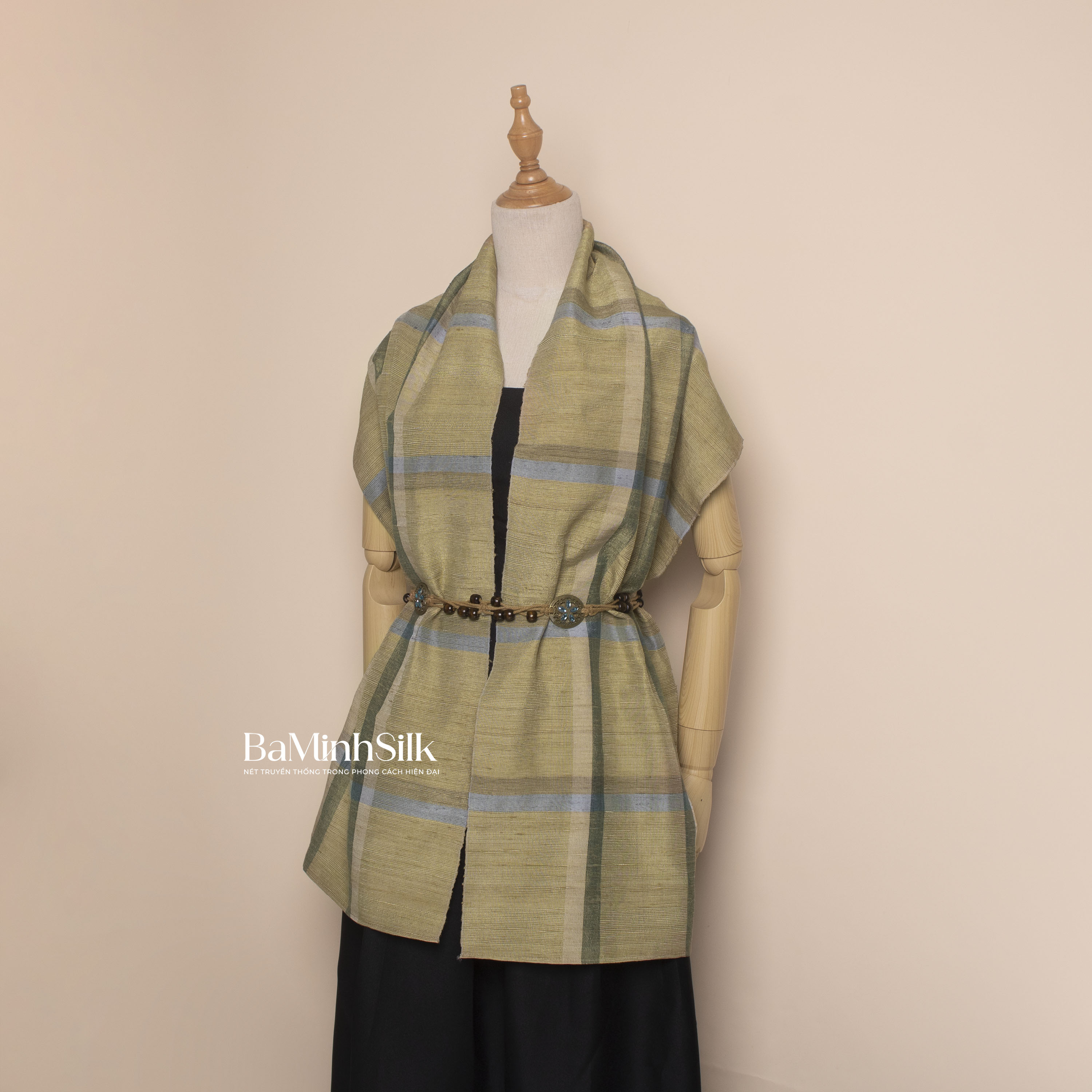 khăn choàng đũi tơ tằm kẻ ô cao cấp mã 23