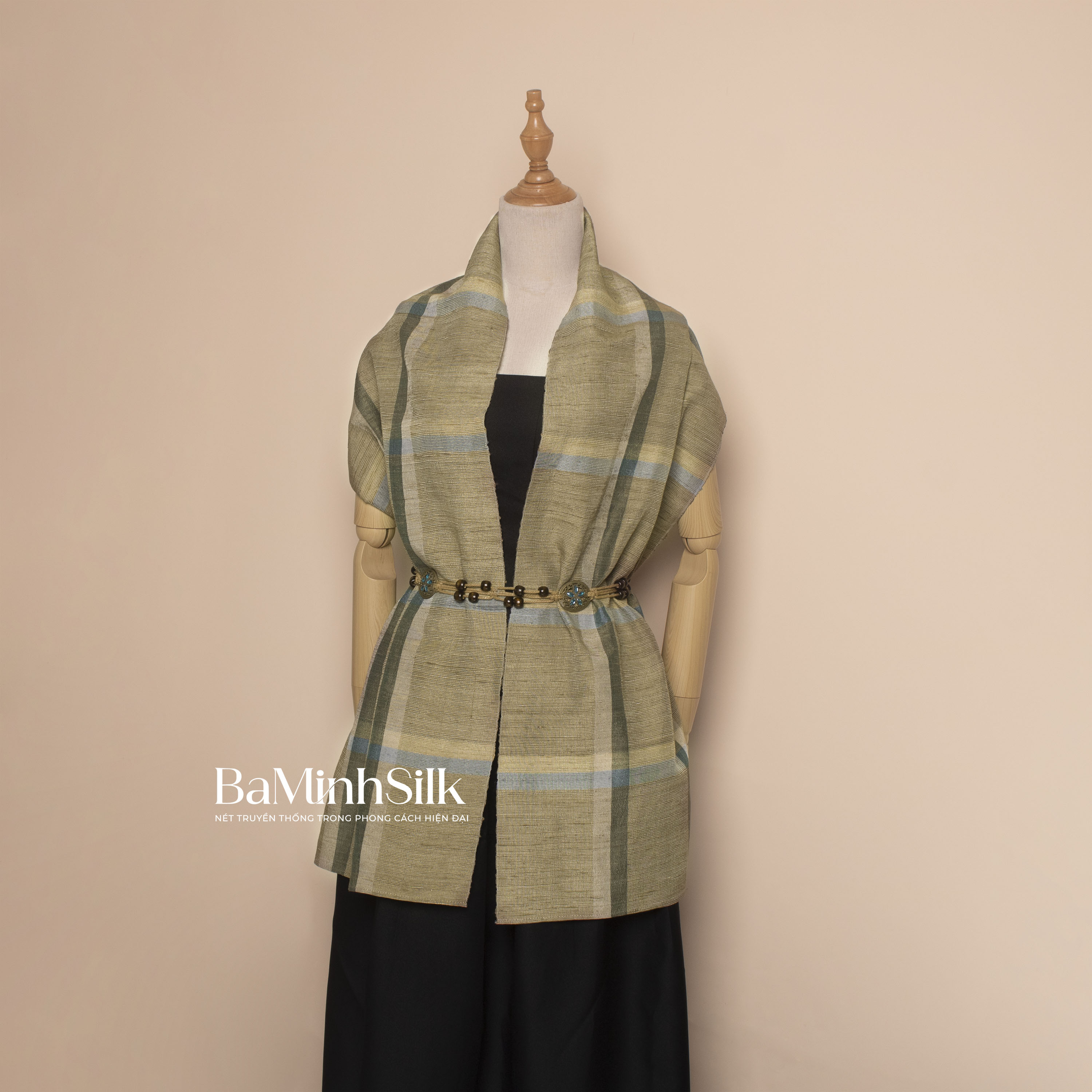 khăn choàng đũi tơ tằm kẻ ô cao cấp mã 25