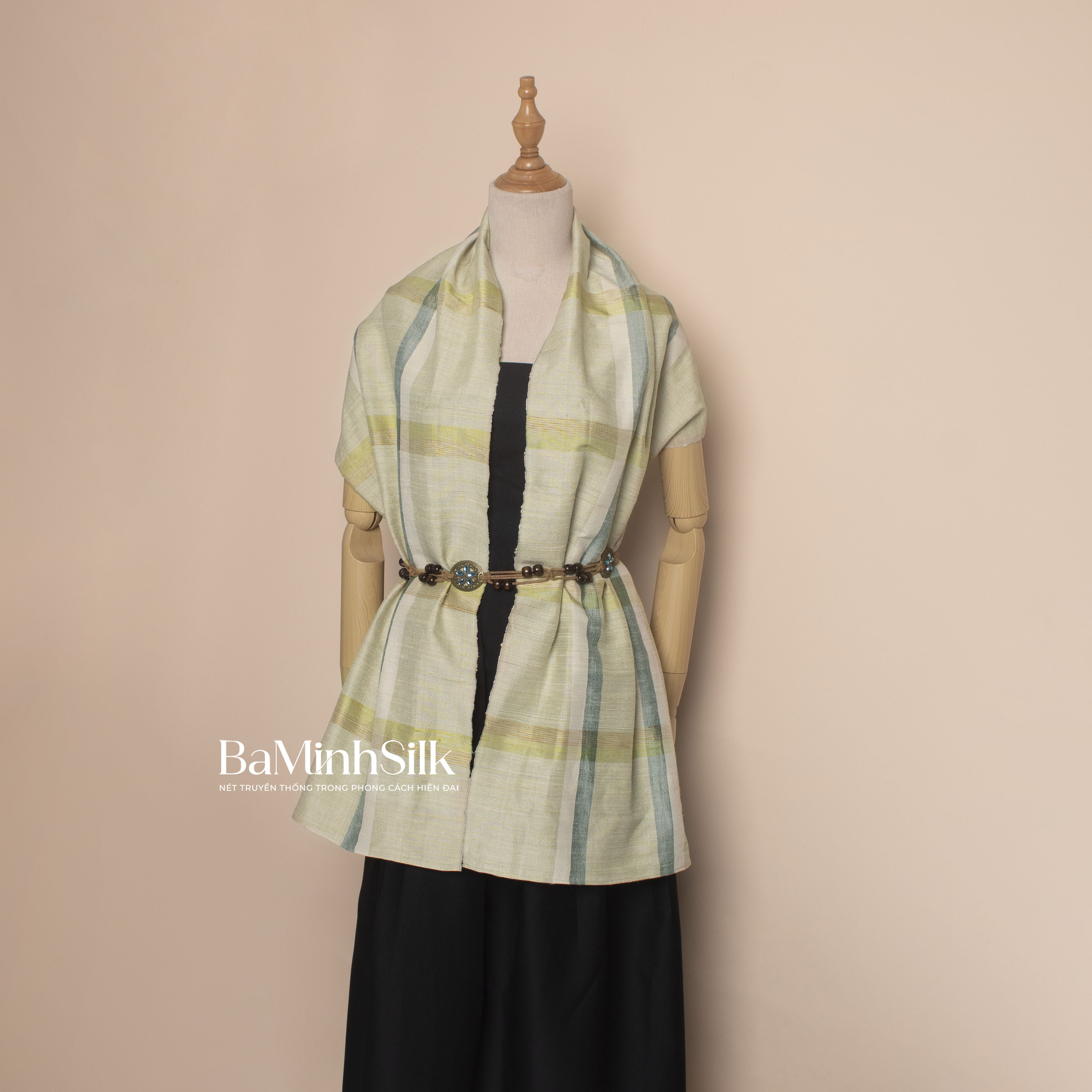 khăn choàng đũi tơ tằm kẻ ô cao cấp mã 26