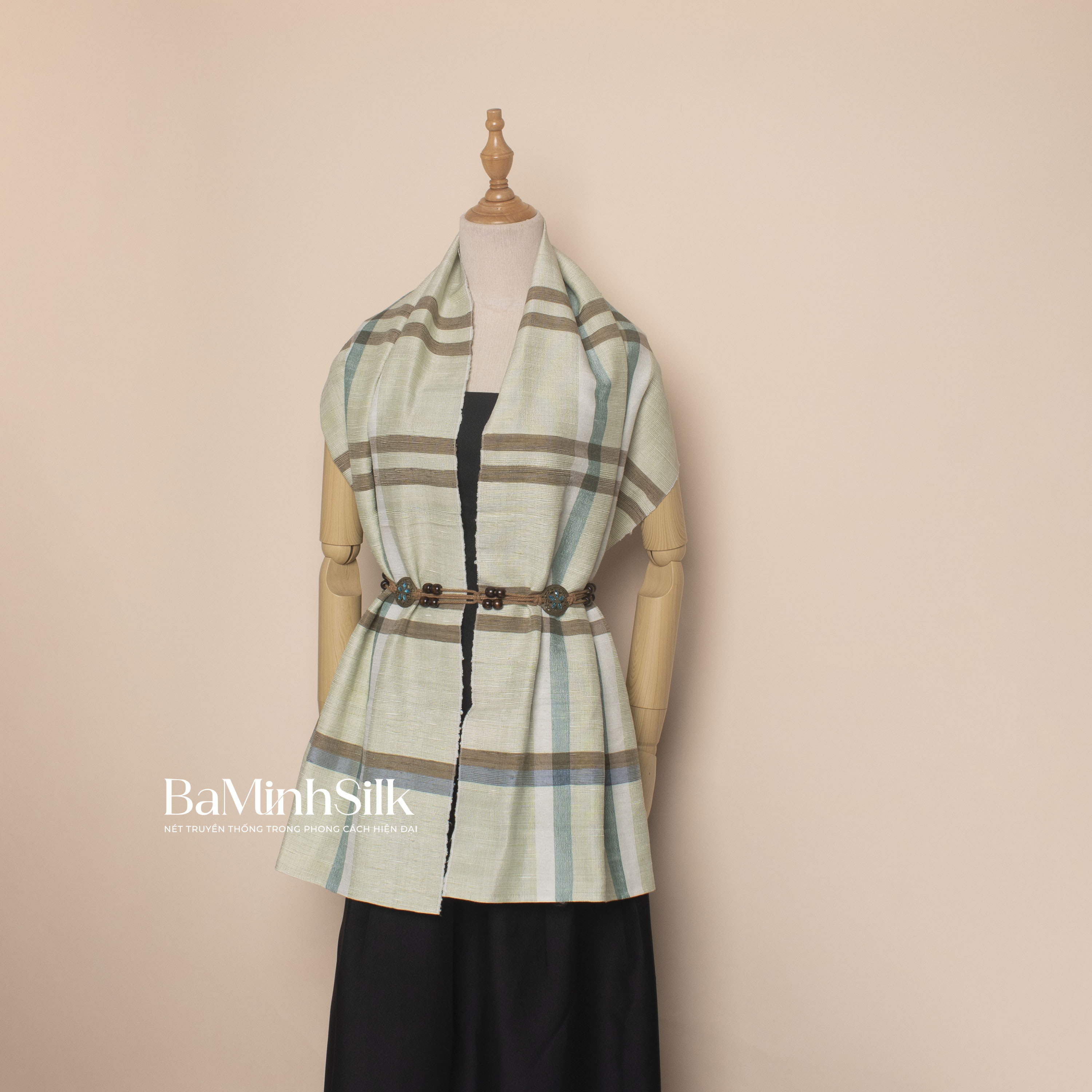 khăn choàng đũi tơ tằm kẻ ô cao cấp mã 27