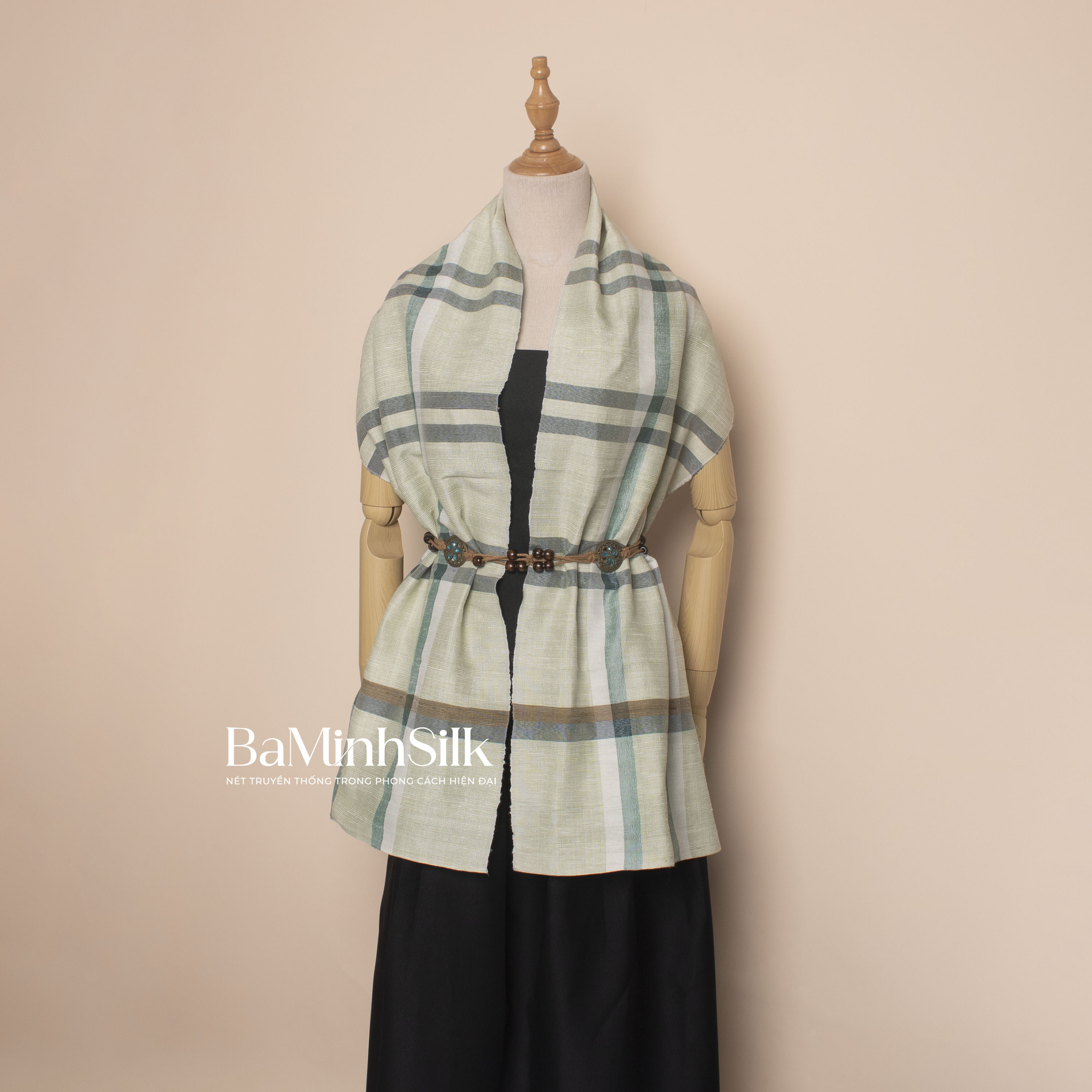 khăn choàng đũi tơ tằm kẻ ô cao cấp mã 28