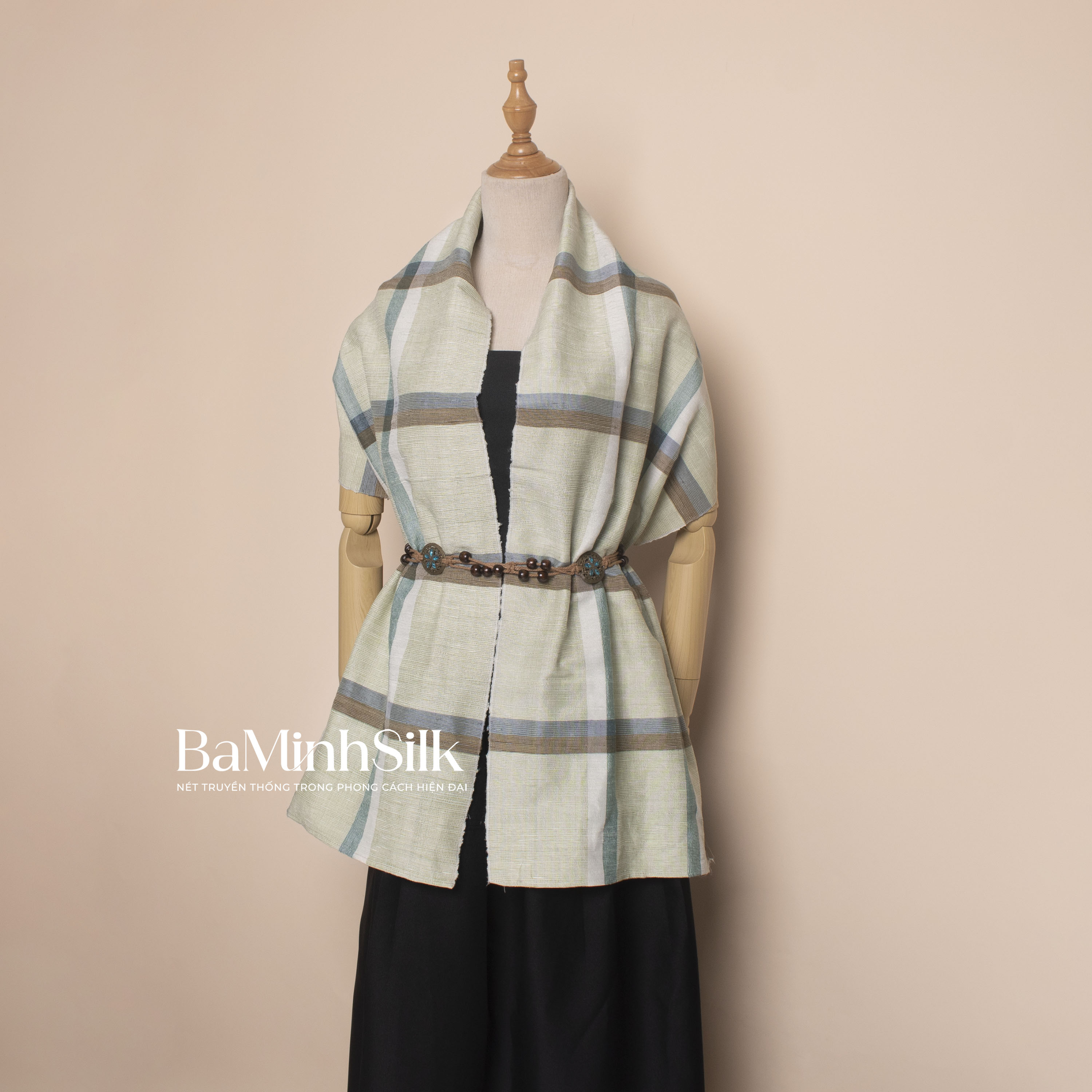 khăn choàng đũi tơ tằm kẻ ô cao cấp mã 29