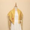 khăn lụa vuông vàng vẽ hoa giấy 80x80cm