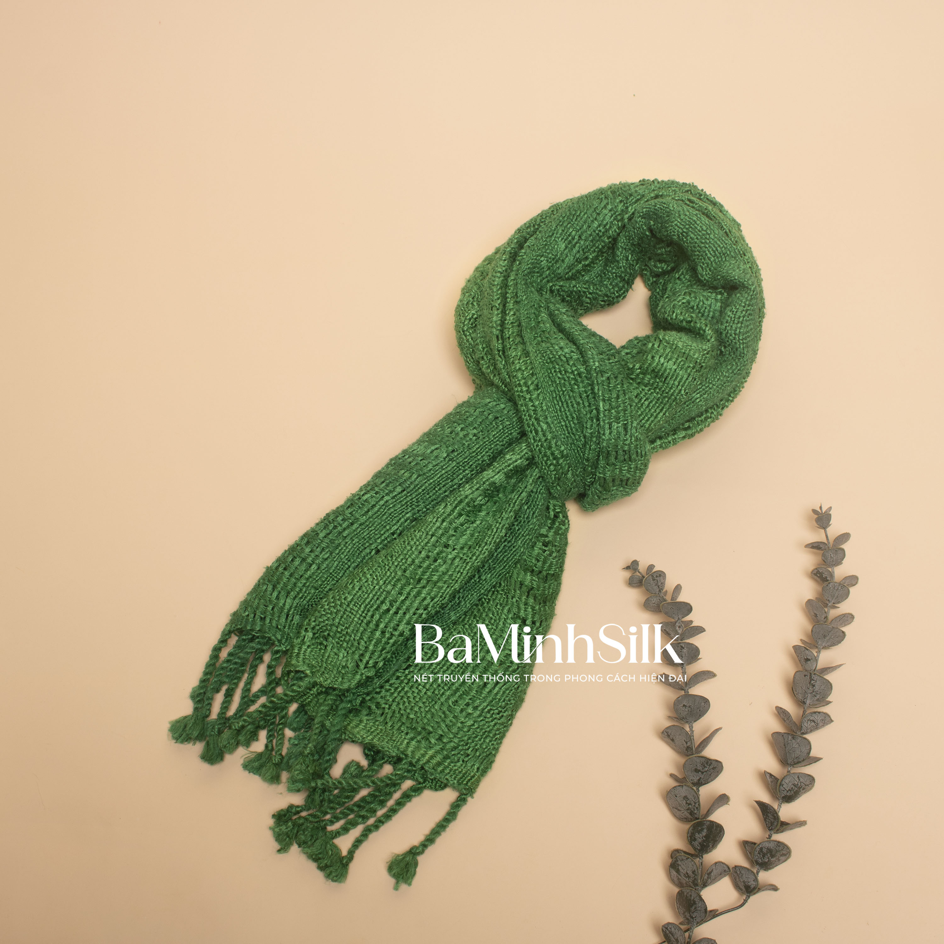 khăn quàng đũi tơ xốp màu xanh