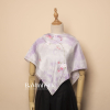 khăn lụa vuông shibori loang tím cành đào vẽ tay 80x80cm