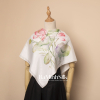 khăn lụa vuông trắng vẽ tay hương sen (sen vẽ toàn khăn) size 80x80cm