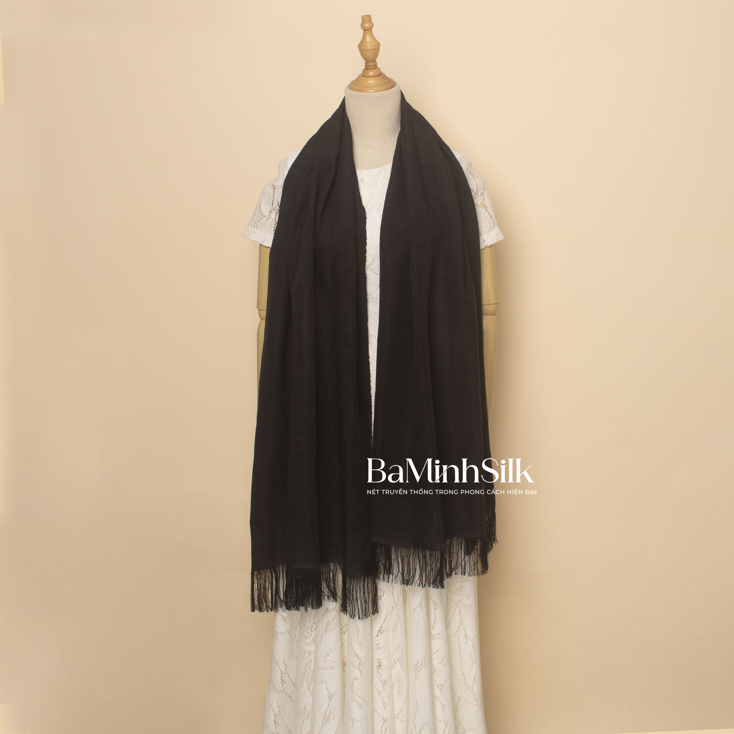 khăn choàng đũi xe cao cấp 60x185cm màu đen