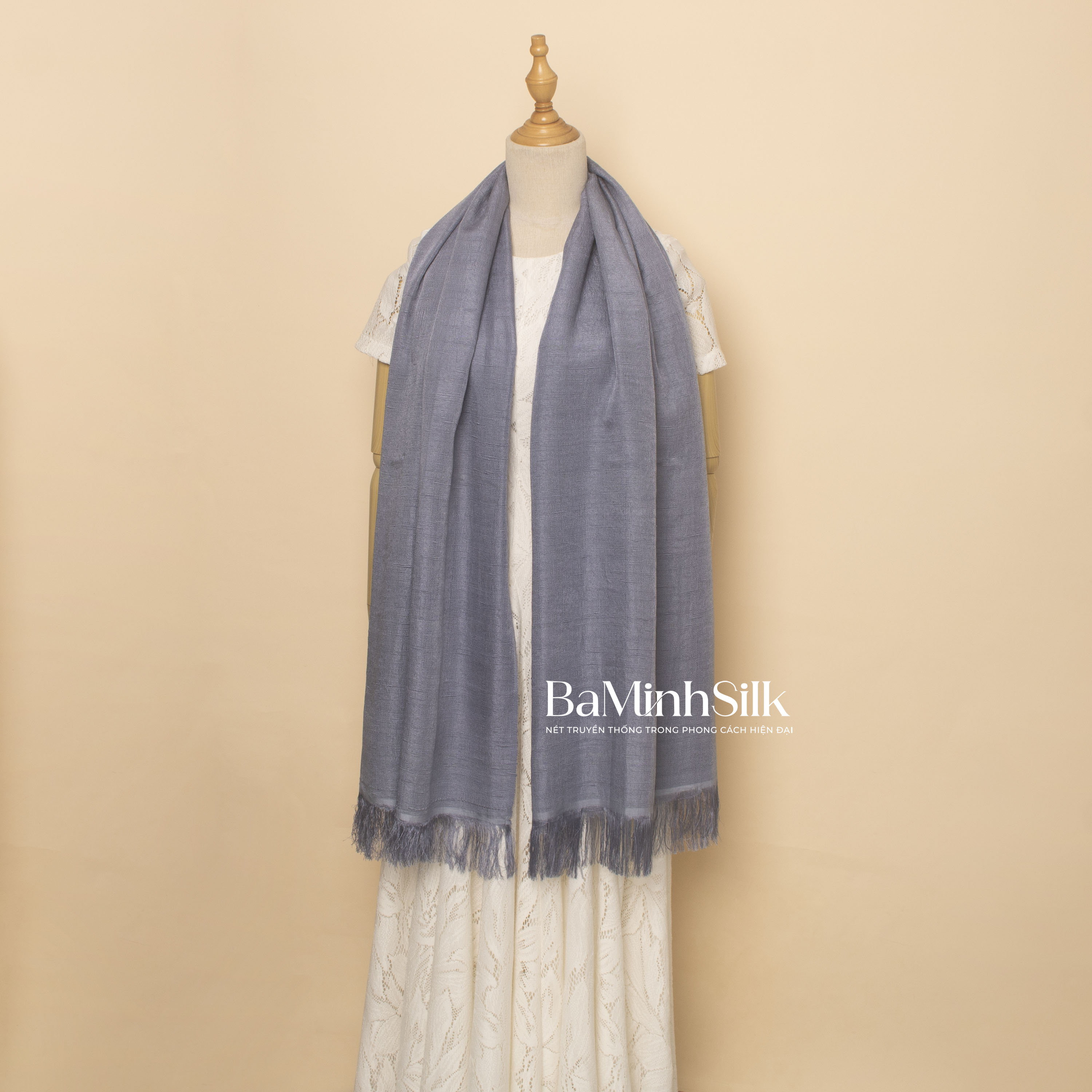 khăn choàng đũi xe cao cấp 60x185cm màu ghi