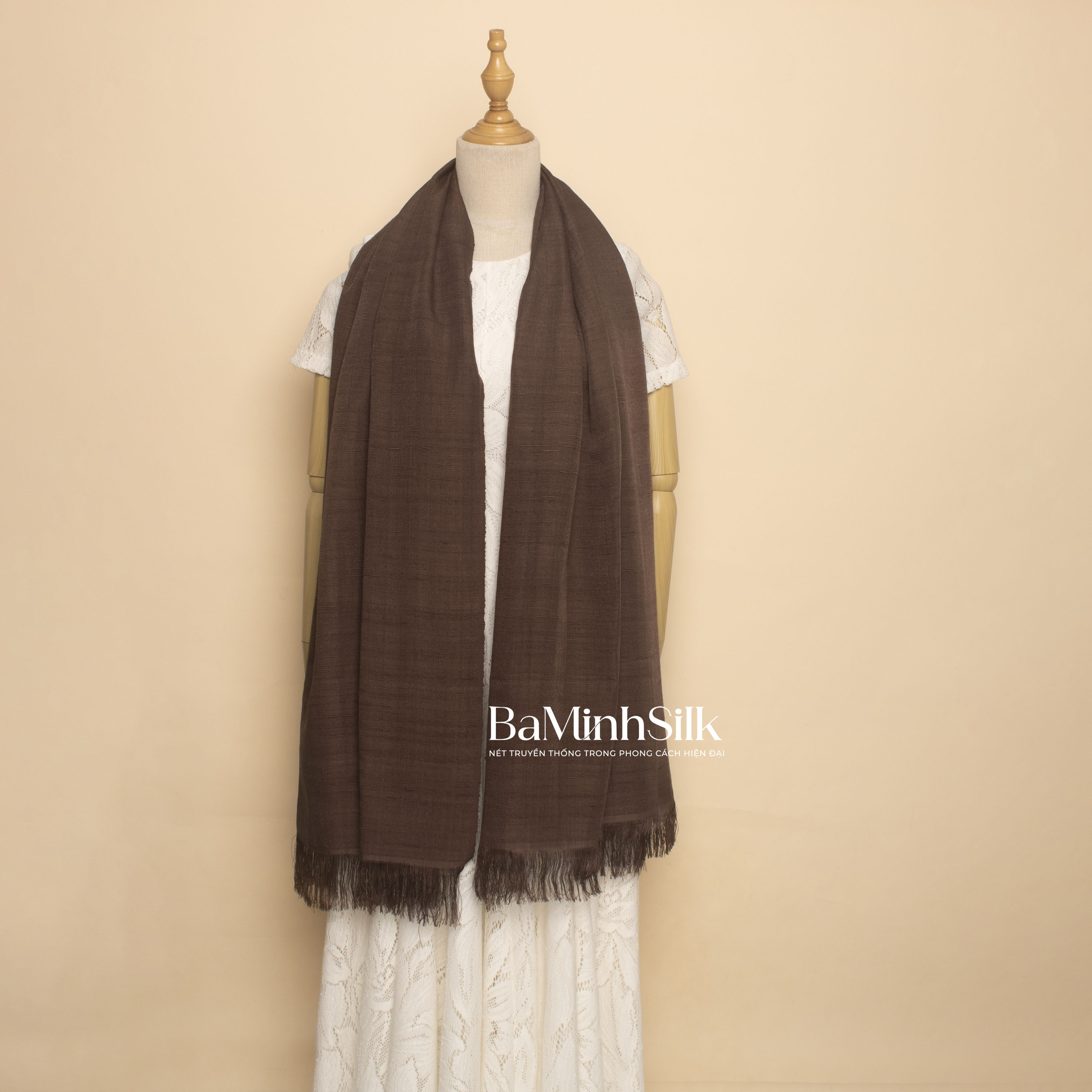 khăn choàng đũi xe cao cấp 60x185cm màu nâu
