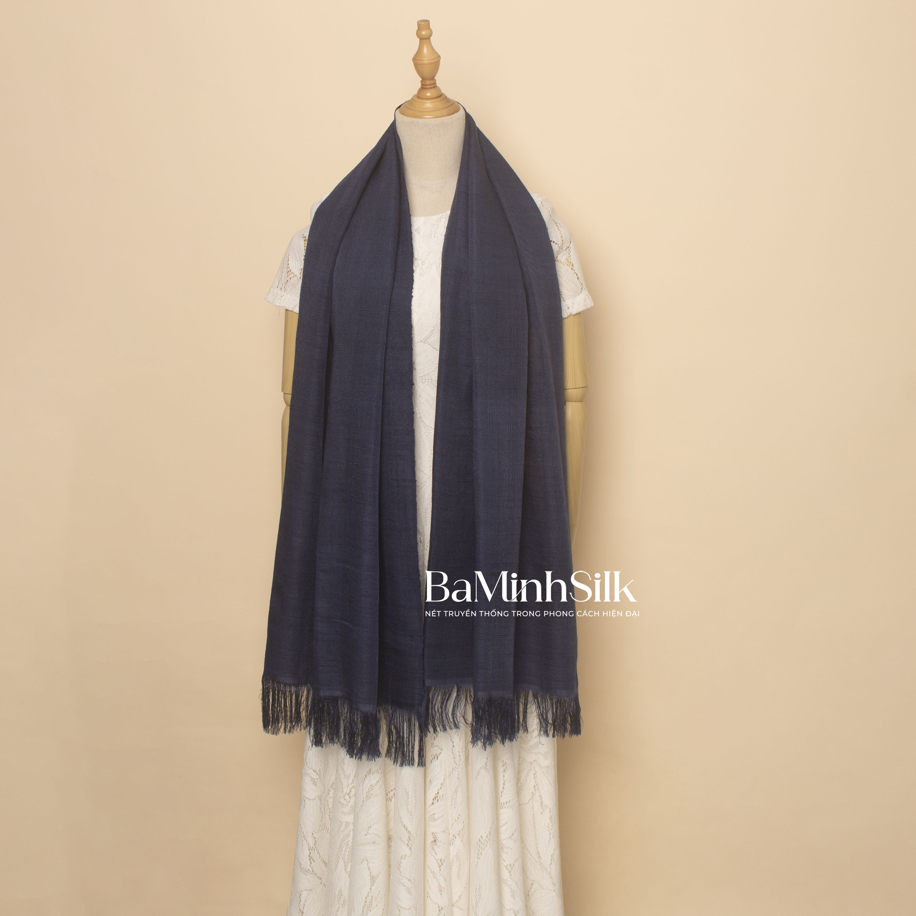 khăn choàng đũi xe cao cấp 60x185cm màu xanh than